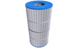 Hayward StarClear Plus replacement cartridge filter element with blue end caps and pleated white filtration media.