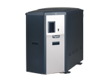 Raypak X94 condensing propane pool heater with black and silver cabinet.