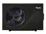 Raypak Crosswind 65-I inverter pool heat pump with front fan grille and logo on black housing
