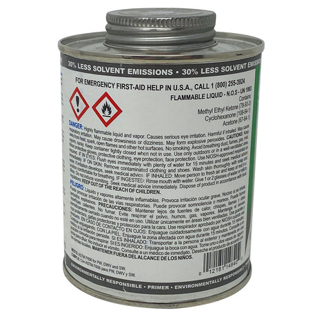Weld-On P-68 Eco Clear Primer can label with safety warnings and barcode