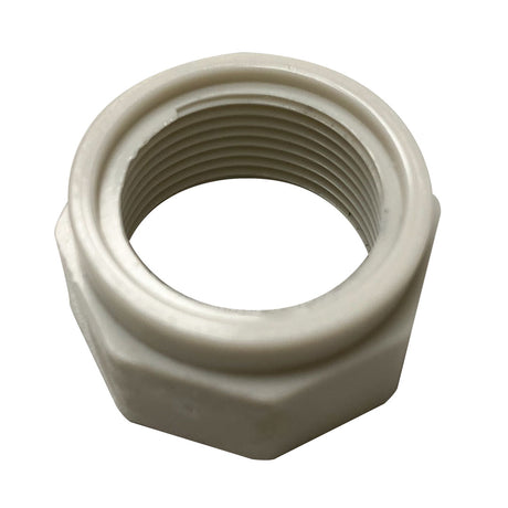 White threaded plastic nut for Polaris Vac-Sweep pressure cleaner feed hose