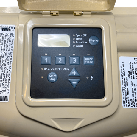 Pentair WhisperFlo XF variable speed pump control panel with display and preset buttons