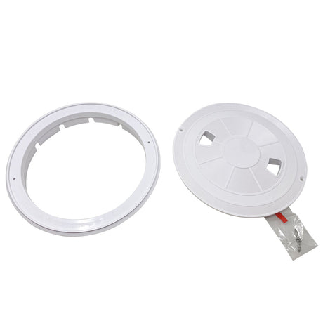 White skimmer ring and lid with bagged fasteners, shown in the existing gallery