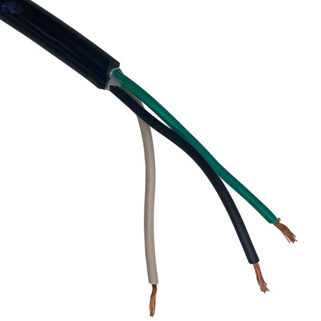 Three-conductor underwater light cable with stripped wire ends