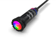 Jandy Infinite WaterColors nicheless LED pool light with 100-foot cord, shown lit in multicolor.
