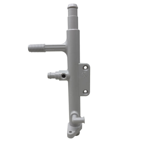 Gray Polaris Vac-Sweep 280/280 TankTrax pressure cleaner feed pipe with elbow connector and mounting bracket