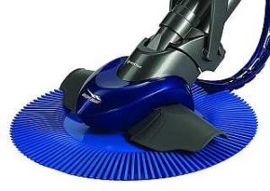 Pentair Kreepy Krauly Builder Model automatic pool cleaner in blue and gray with hose attached