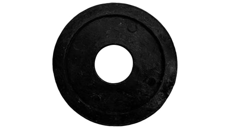 Black circular axle swing kit bracket with center hole and recessed edge