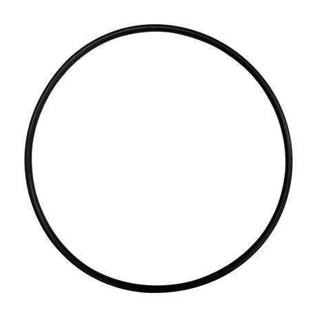 Black circular O-ring seal gasket on white background