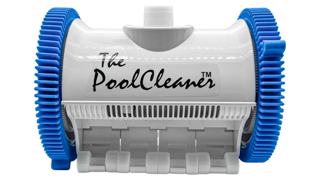 Hayward The Pool Cleaner two-wheel cleaner head unit with blue wheels and white body