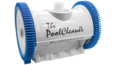 Hayward The Pool Cleaner two-wheel pool cleaner head unit with blue wheels, white body, and no hose
