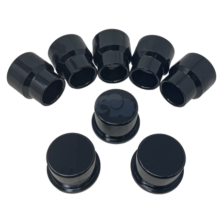 Black plastic conduit hub fittings for Intermatic pool and spa junction box, set of seven
