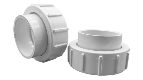 White 2-inch slip half union PVC fitting set