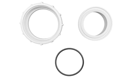 Pentair 2-inch slip half union set with white threaded fittings and black O-ring gasket