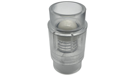 Clear cylindrical check valve for spa air blower tubing