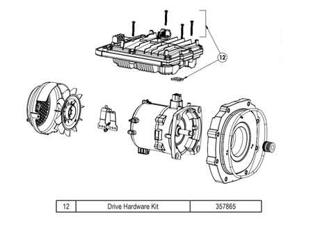 Pentair drive hardware kit 357865 parts diagram with motor and housing components
