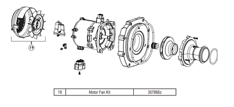 Exploded parts diagram of Pentair motor fan kit, part 357866Z, for IntelliFlo3 and IntelliPro3 pumps