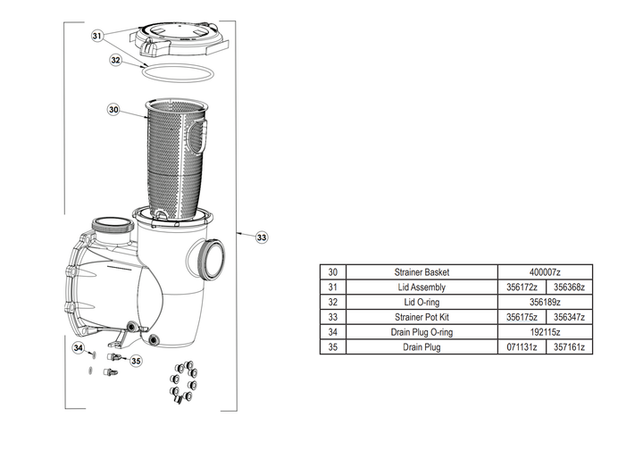 Strainer Pot Kit diagram