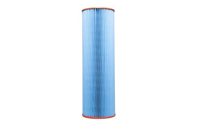 Pleatco XtremeBlue C4 cylindrical pool filter cartridge with blue pleated media and red end caps