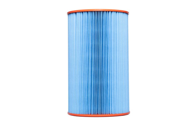 Pleatco XtremeBlue C2 pool filter cartridge with blue pleated media and orange end caps