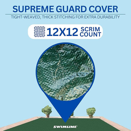 Swimline Supreme Guard cover with 12x12 scrim count and tight-woven thick stitching for durability
