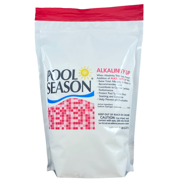 POOL SEASON Alkalinity Up 5 lb pouch for raising pool water alkalinity and stabilizing pH
