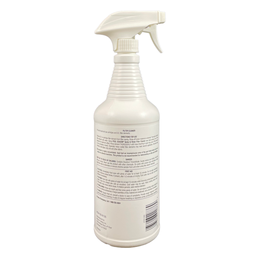 POOL SEASON Spray 'N Rinse Filter Cleaner with Sprayer – 1 Qt | HGH-50-9135
