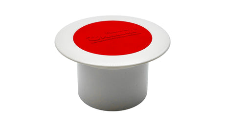 White and red Paramount Pool Valet Retro single head kit cap with cylindrical base