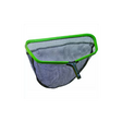 Green-framed commercial pool leaf rake with black mesh net head