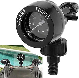 Jandy CV/DEV series cartridge filter gauge and air release assembly with pressure dial and threaded fitting