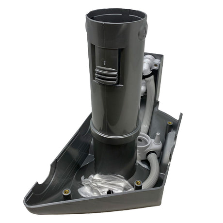 Polaris TR35P pressure cleaner water management base assembly, silver and black plastic with attached hoses