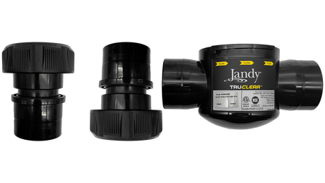 Jandy TruClear salt chlorinator housing replacement with black inlet and outlet fittings