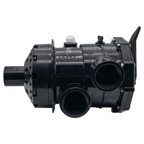 Jandy SFTM Series sand filter multi-port valve with clamp assembly, black plastic replacement part