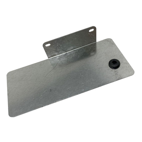Metal transformer post upgrade bracket with mounting holes and rubber grommet