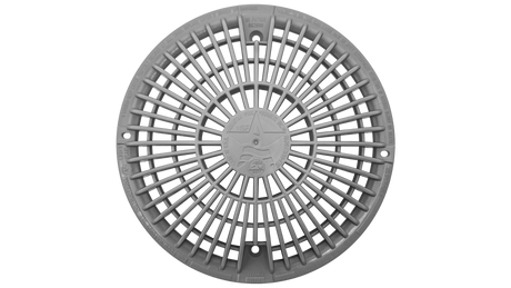 AquaStar R8MF round retrofit suction cover, gray finish, alternate top view