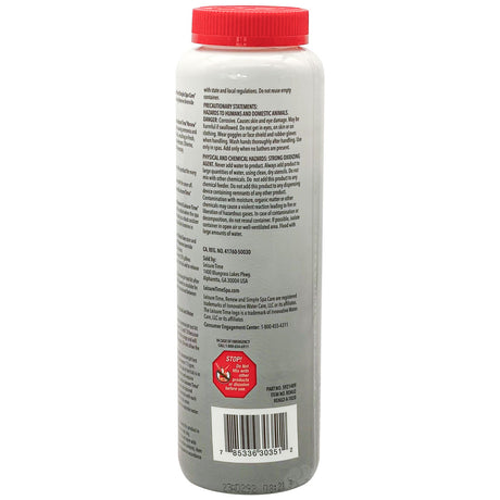 Leisure Time Renew Granular spa oxidizer bottle with red cap and back label text