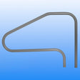 Graphite gray 4-bend return-to-deck handrail with sloped top and rounded ends