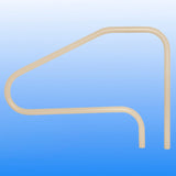 Beige 4-bend return-to-deck handrail with curved ends on a blue background.