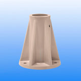 Taupe 6-inch surface mount base for pool, spa, rails, and ladders with flared sides and bolt holes.