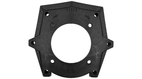 Black Hayward Super II motor mounting plate with center opening and bolt holes