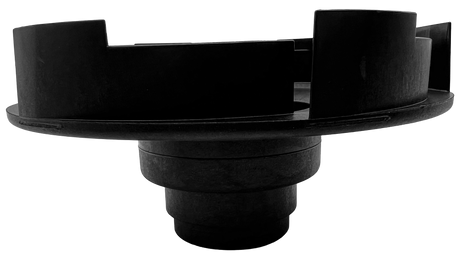 Black plastic pump diffuser replacement part with cylindrical openings and mounting base