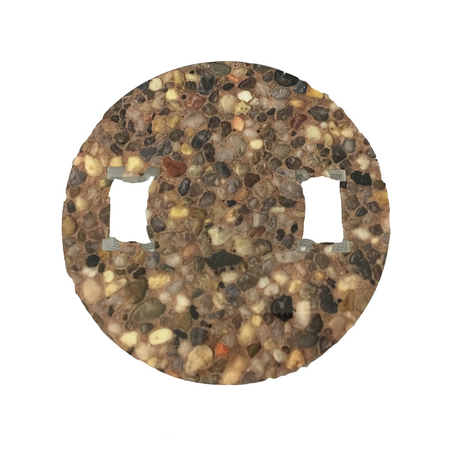 Round Sandy Beach pebble-pattern cap patch with two rectangular cutouts