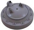 Gray round pool filter head with vent valve and mounting holes