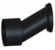 Black 2" x 2.5" heater fitting connector with angled body on a white background.