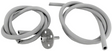 Gray silicone tubing and a small metal fitting shown on a white background.