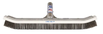 A&B 18-inch curved steel-tipped combo wall brush with wooden handle and dense gray bristles