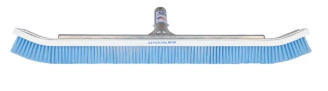 A&B 24-inch commercial curved wall brush with blue nylon bristles and metal handle bracket