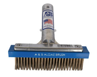 A&B 5" Stainless Steel Algae Brush with Aluminum Kwik-Fit Handle | 2004-AB
