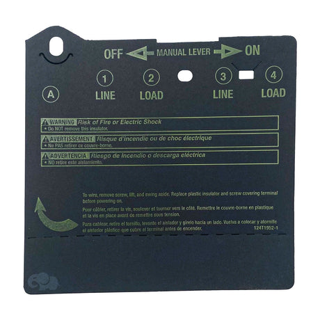 Intermatic time switch wiring cover plate with line, load, and manual lever markings