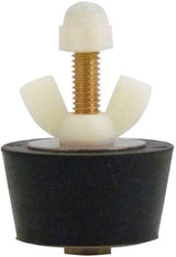 Black winter plug with white blow-through valve and brass threaded screw top